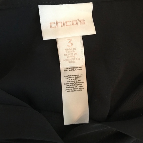 CHICO’S Button Down Tunic Short Split Sleeve Blouse Black Women’s Size XL 1X - Picture 7 of 16